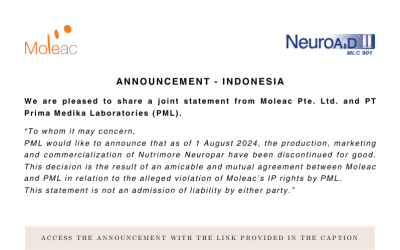 Discontinuation of Nutrimore Neuropar – Joint Statement from Moleac and PT Prima Medika Laboratories